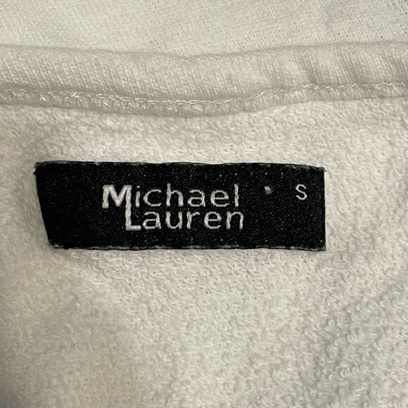 Michael Lauren Distressed Sweatshirt White French Terry Long Sleeve Crewneck S - Picture 9 of 11
